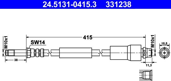 ATE 24.5131-0415.3 - Flessibile del freno www.autoricambit.com