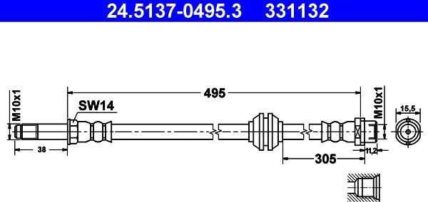 ATE 24.5137-0495.3 - Flessibile del freno www.autoricambit.com