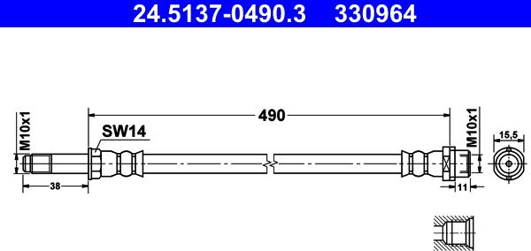 ATE 24.5137-0490.3 - Flessibile del freno www.autoricambit.com