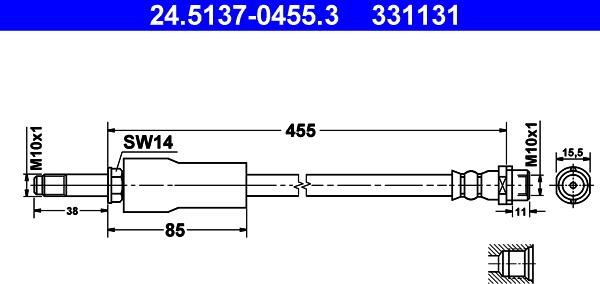 ATE 24.5137-0455.3 - Flessibile del freno www.autoricambit.com