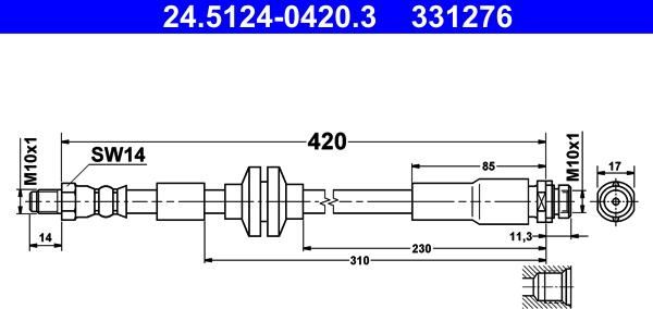 ATE 24.5124-0420.3 - Flessibile del freno www.autoricambit.com