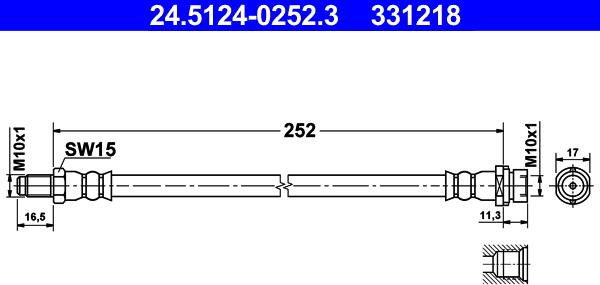 ATE 24.5124-0252.3 - Flessibile del freno www.autoricambit.com