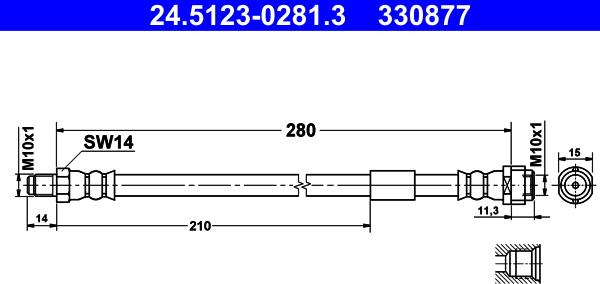 ATE 24.5123-0281.3 - Flessibile del freno www.autoricambit.com