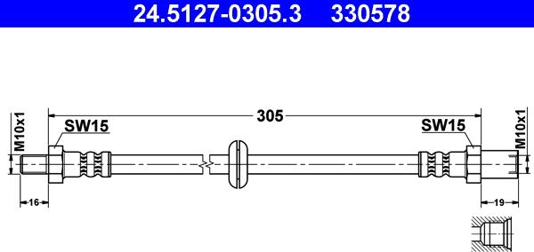 ATE 24.5127-0305.3 - Flessibile del freno www.autoricambit.com