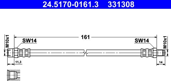 ATE 24.5170-0161.3 - Flessibile del freno www.autoricambit.com