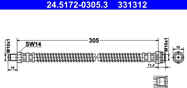 ATE 24.5172-0305.3 - Flessibile del freno www.autoricambit.com