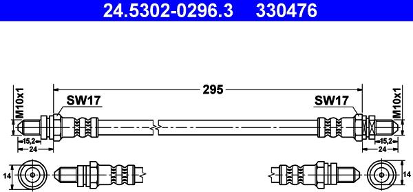 ATE 24.5302-0296.3 - Flessibile del freno www.autoricambit.com