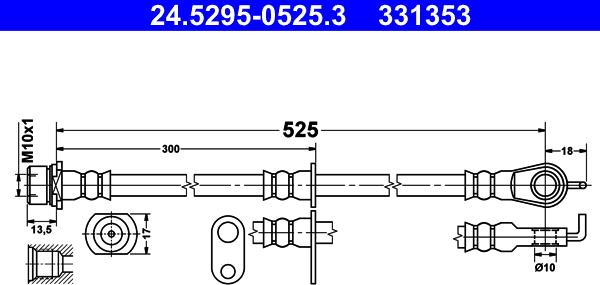 ATE 24.5295-0525.3 - Flessibile del freno www.autoricambit.com