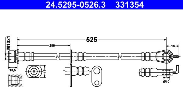 ATE 24.5295-0526.3 - Flessibile del freno www.autoricambit.com