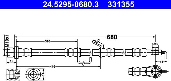 ATE 24.5295-0680.3 - Flessibile del freno www.autoricambit.com