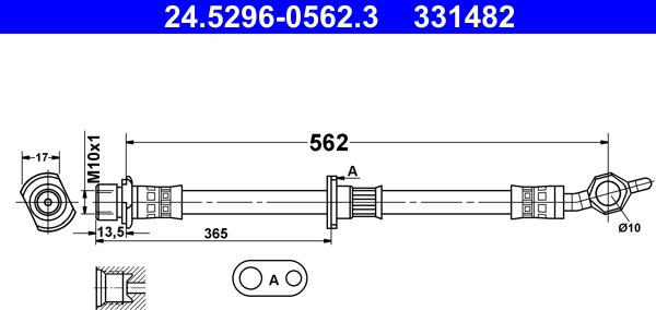 ATE 24.5296-0562.3 - Flessibile del freno www.autoricambit.com