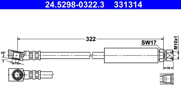 ATE 24.5298-0322.3 - Flessibile del freno www.autoricambit.com