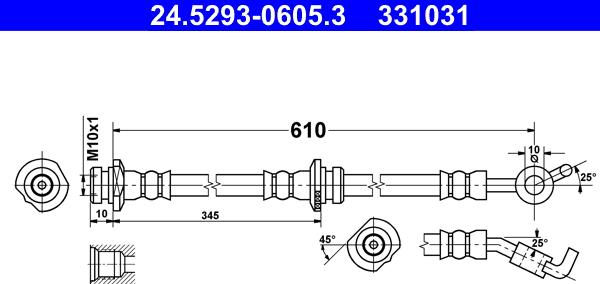 ATE 24.5293-0605.3 - Flessibile del freno www.autoricambit.com