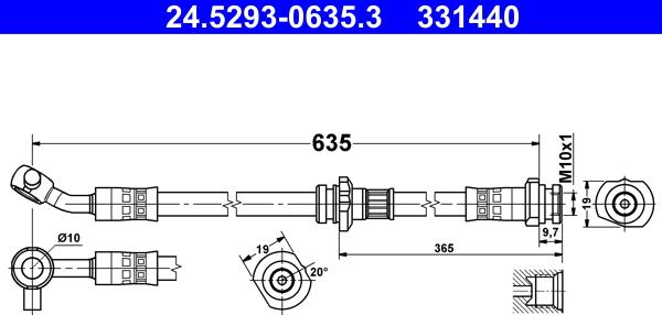 ATE 24.5293-0635.3 - Flessibile del freno www.autoricambit.com