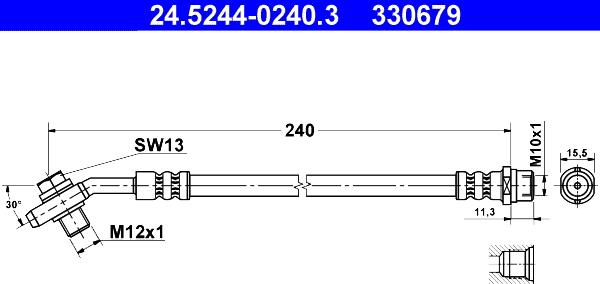 ATE 24.5244-0240.3 - Flessibile del freno www.autoricambit.com