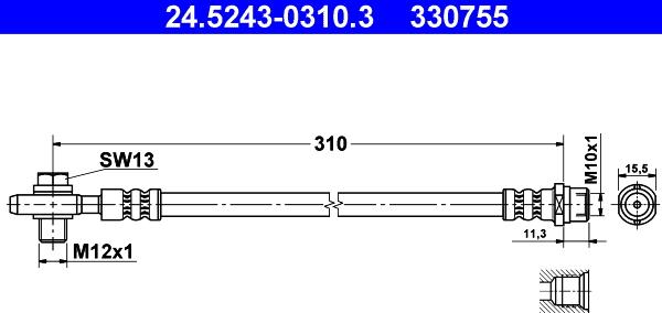 ATE 24.5243-0310.3 - Flessibile del freno www.autoricambit.com