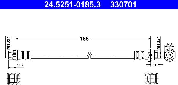 ATE 24.5251-0185.3 - Flessibile del freno www.autoricambit.com