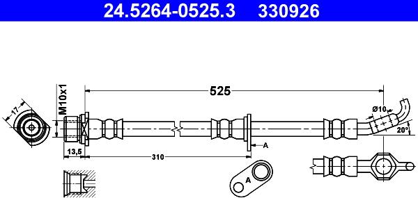 ATE 24.5264-0525.3 - Flessibile del freno www.autoricambit.com