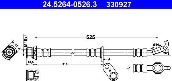 ATE 24.5264-0526.3 - Flessibile del freno www.autoricambit.com