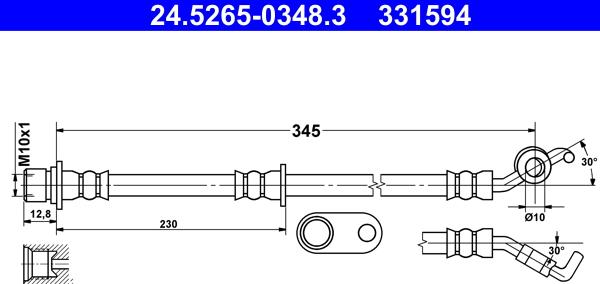 ATE 24.5265-0348.3 - Flessibile del freno www.autoricambit.com