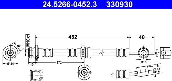 ATE 24.5266-0452.3 - Flessibile del freno www.autoricambit.com