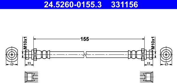 ATE 24.5260-0155.3 - Flessibile del freno www.autoricambit.com