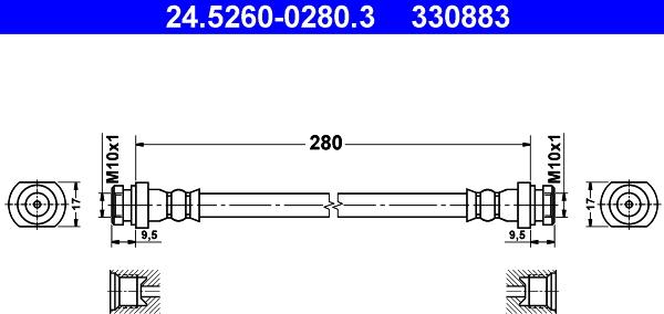 ATE 24.5260-0280.3 - Flessibile del freno www.autoricambit.com