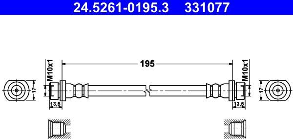 ATE 24.5261-0195.3 - Flessibile del freno www.autoricambit.com