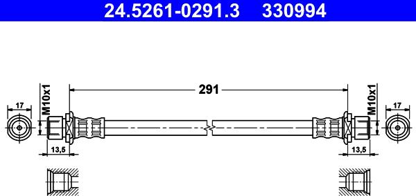 ATE 24.5261-0291.3 - Flessibile del freno www.autoricambit.com