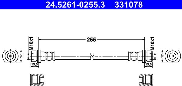 ATE 24.5261-0255.3 - Flessibile del freno www.autoricambit.com