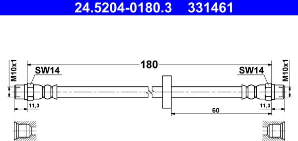 ATE 24.5204-0180.3 - Flessibile del freno www.autoricambit.com