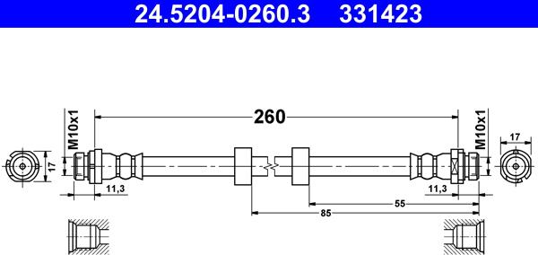 ATE 24.5204-0260.3 - Flessibile del freno www.autoricambit.com