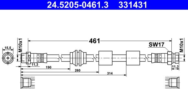 ATE 24.5205-0461.3 - Flessibile del freno www.autoricambit.com