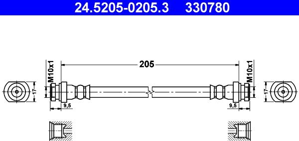 ATE 24.5205-0205.3 - Flessibile del freno www.autoricambit.com