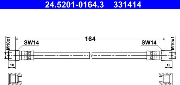 ATE 24.5201-0164.3 - Flessibile del freno www.autoricambit.com