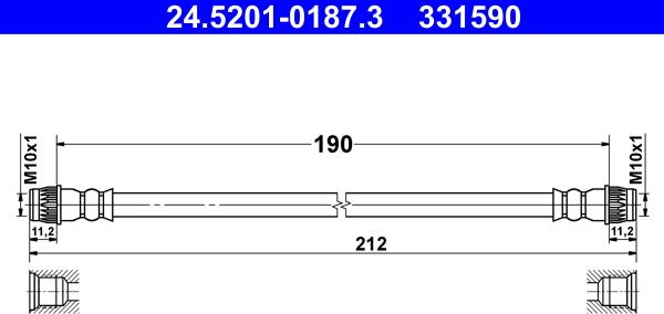 ATE 24.5201-0187.3 - Flessibile del freno www.autoricambit.com