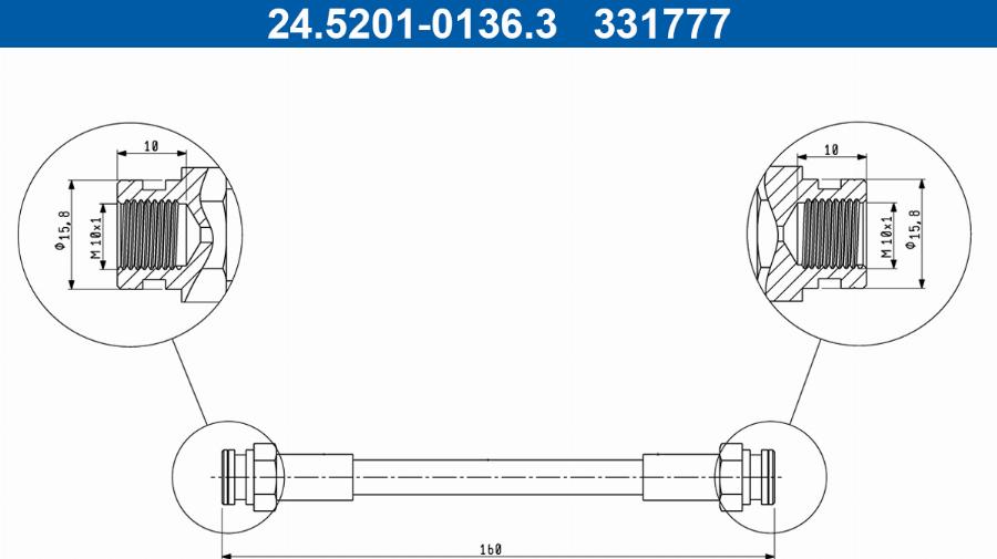 ATE 24.5201-0136.3 - Flessibile del freno www.autoricambit.com