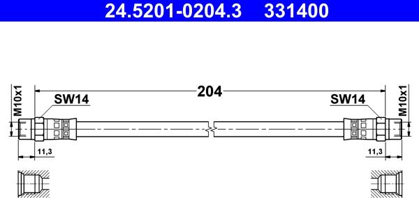 ATE 24.5201-0204.3 - Flessibile del freno www.autoricambit.com