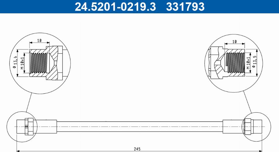 ATE 24.5201-0219.3 - Flessibile del freno www.autoricambit.com