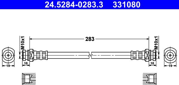 ATE 24.5284-0283.3 - Flessibile del freno www.autoricambit.com