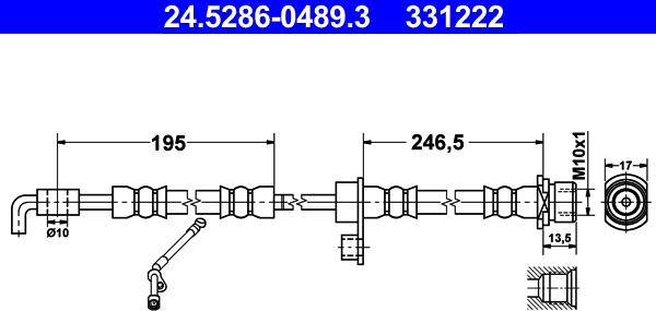 ATE 24.5286-0489.3 - Flessibile del freno www.autoricambit.com