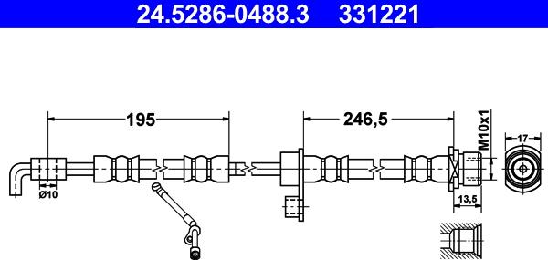 ATE 24.5286-0488.3 - Flessibile del freno www.autoricambit.com