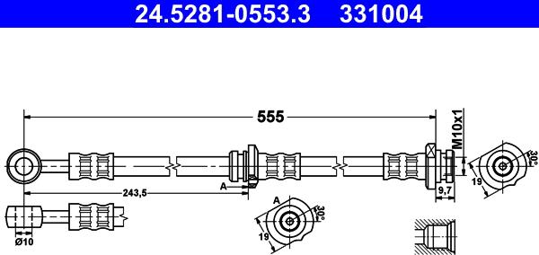 ATE 24.5281-0553.3 - Flessibile del freno www.autoricambit.com