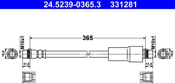 ATE 24.5239-0365.3 - Flessibile del freno www.autoricambit.com