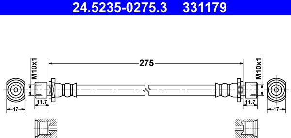 ATE 24.5235-0275.3 - Flessibile del freno www.autoricambit.com