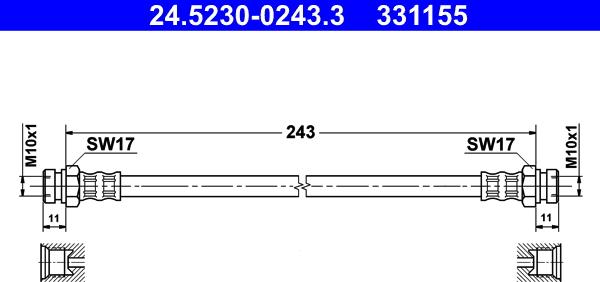 ATE 24.5230-0243.3 - Flessibile del freno www.autoricambit.com