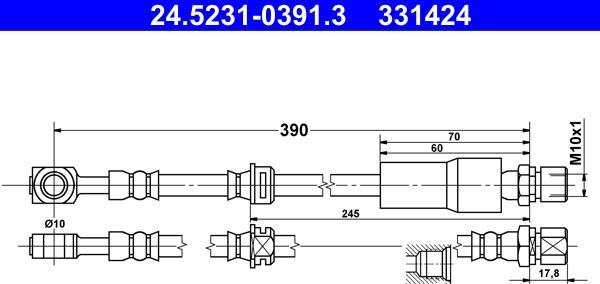 ATE 24.5231-0391.3 - Flessibile del freno www.autoricambit.com