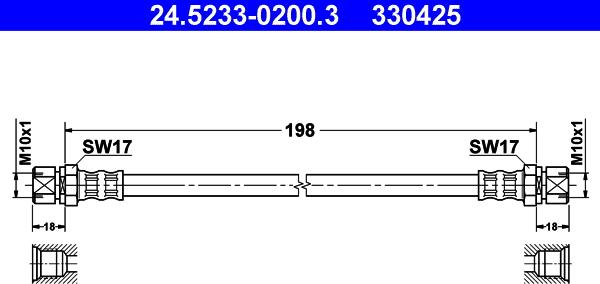 ATE 24.5233-0200.3 - Flessibile del freno www.autoricambit.com