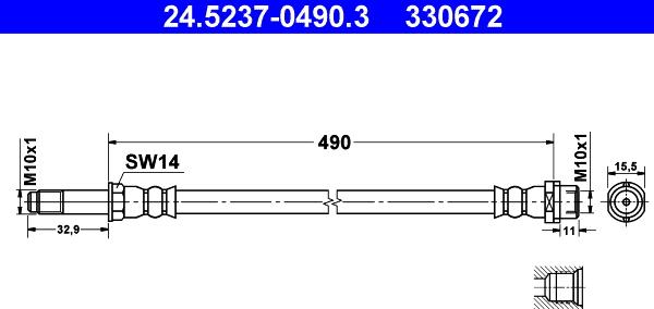 ATE 24.5237-0490.3 - Flessibile del freno www.autoricambit.com