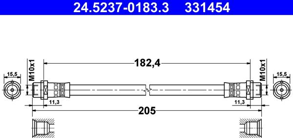 ATE 24.5237-0183.3 - Flessibile del freno www.autoricambit.com